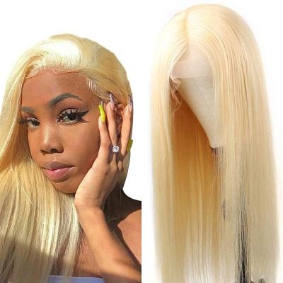 China Blonde 613 brazilian bone straight human virgin hair wig lace front weave bundles high ratio with hd frontal for sale