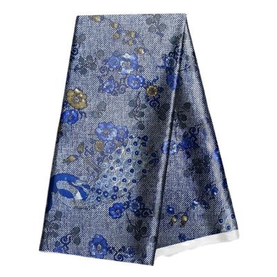 China Shrink-resistant for wrap dress garment print 100% mulberry animal silk premium design in blue satin/chiffon fabric for sale