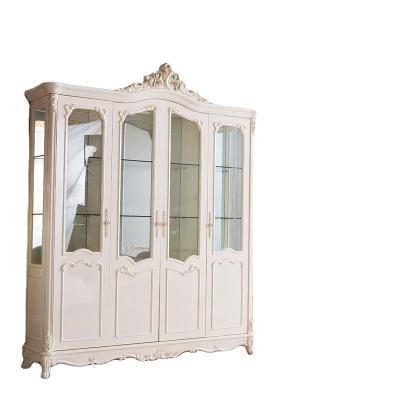 China Other French Luxury Hand-carved Solid Wood Display Case Wine Four Door Cabinet for sale