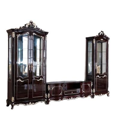 China Storage Combination Wine Cabinet French Neoclassical Solid Wood Carving Living Room Set for sale