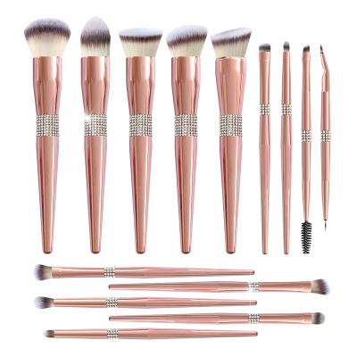 China Skin-Friendly Private Label Rose Gold Diamond Professional Make Up Brush Set with Case for sale