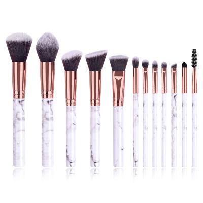 China High Quality Skin-Friendly Material Fashion 12 Pieces Marble Make Up Brush Set for sale