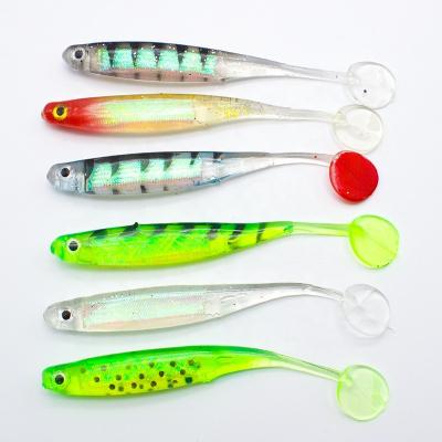 China PVC OEM And On Stock 10cm Soft T-tail 5g Fish Bait Rainbow Fish Bait 3D Rainbow Fish Soft Inside Aluminum Foil Bait Soft Lure for sale