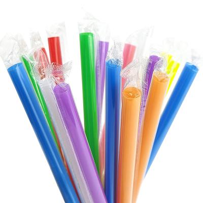 China Large Multi Colors Minimalist Plastic Straws Biodegradable Disposable Wide Lips Individually Wrapped Plastic Biodegradable Straws for sale