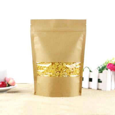 China Recycled Biodegradable Brown Kraft Paper Materials White Craft Paper Stand Up Pouches Food Packaging Zipper Bags With Window Kraft Paper Bags for sale