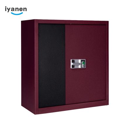 China Iyanen 2 Section Black Office Safe File Cabinet Security Password Metal Box Safes Steel Master Cabinet for sale