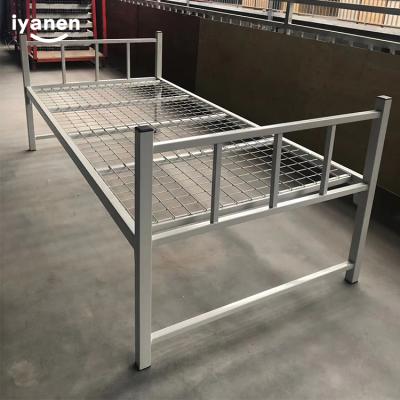 China Cheap Apartment House Staff Metal Bunk Bed IYANEN Small Package Steel Mesh Single Bed for sale