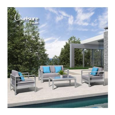 China Modern Outdoor Patio Lounge Hotel Metal Furniture Resort Metal Outdoor Garden Sofa Set Aluminum for sale