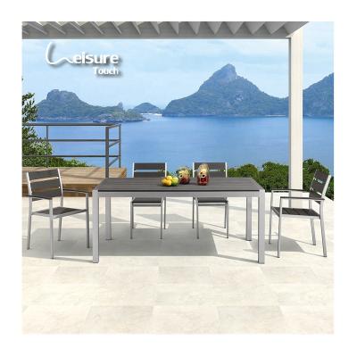 China Modern Modern Outdoor Dining Table Chairs Patio Furniture Garden Sets With Plastic Wood for sale