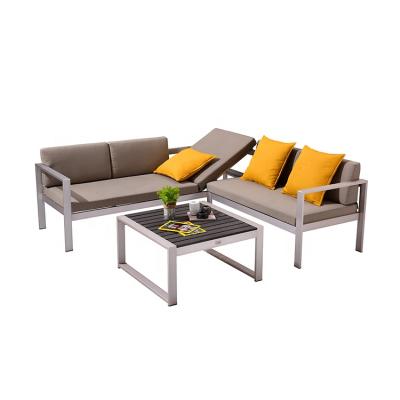 China Modern Outdoor Furniture L Shape Corner Patio Foshan Modern Aluminum Garden Sofa Set Designs for sale