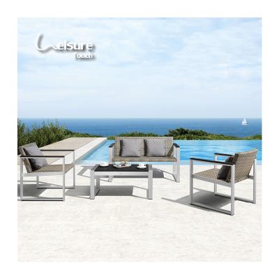 China Industrial design outdoor leisure furniture patio pe rattan aluminum garden sofas for sale