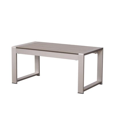 China Outdoor Garden Convertible All Weather Brushed Aluminum Low Coffee Table for sale