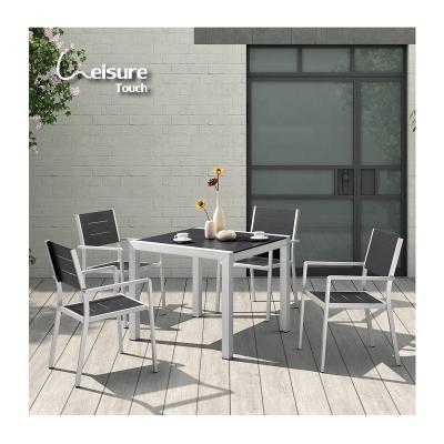 China Unique Design Hotel Minimalist Pool Furniture Dining Table With Aluminum Frame for sale