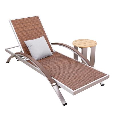 China Modern Hotel Leisure Island PE Rattan Weaving Single Beach Chaise Lounge Chair for sale