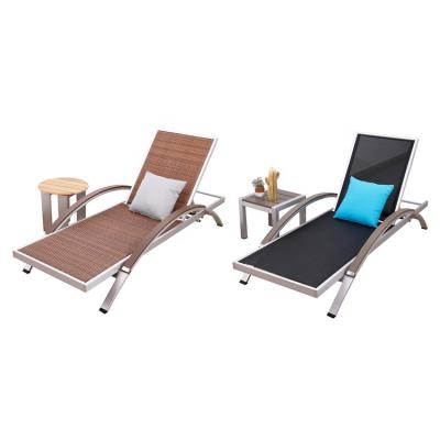 China Modern Outdoor Rattan Arm Aluminum Sun Lounger Chaise Lounger Furniture Pool Side for sale