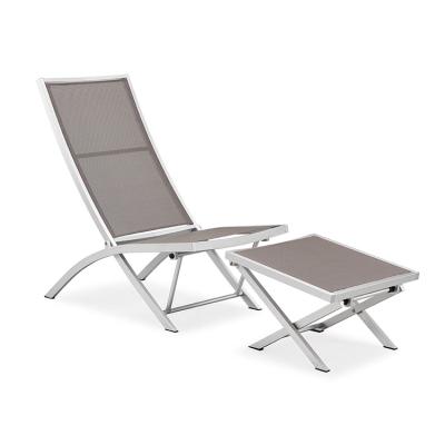 China Outdoor Industrial Beach Swimming Pool Metal Foot Rest Convertible Folding Sun Loungers Aluminum for sale