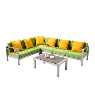 China Hotel / Garden / Resort Brushed Aluminum Frame Corner Garden Set Outdoor Sectional Sofa for sale