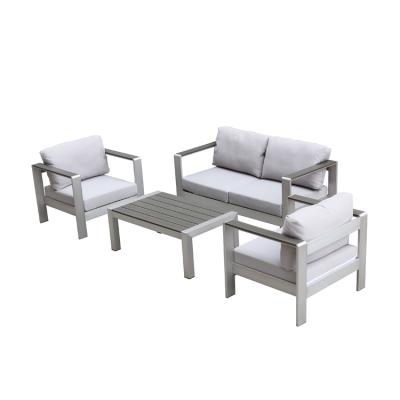 China Hotel/Garden/Outdoor/Beach/Pool/Patio Customized Modern Patio Furniture Brushed Aluminum Outdoor Lounge Set Sofa for sale