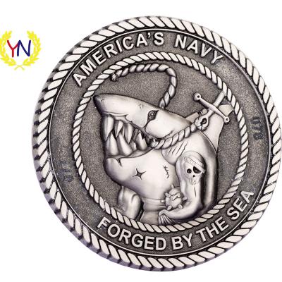 China Europe USA Navy Challenge Zinc Alloy Soft Enamel Military Coin for sale