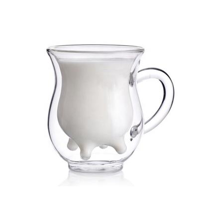 China Cheap Sustainable Handmade Frozen Custom Clear Pyrex Double Wall Juice 250ml Milk Glass Cups for sale