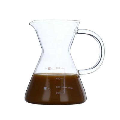 China Coffee Maker Sustainable 17OZ / 500ml Pour Over Carafe / Glass Drip Pour-over Coffee Pot With Metal Cone Dripper for sale