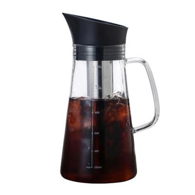 China Sustainable 40 oz / 1200 ml Carafe Eco - Friendly Portable Glass Cold Brew Iced Coffee Maker Bottle for sale