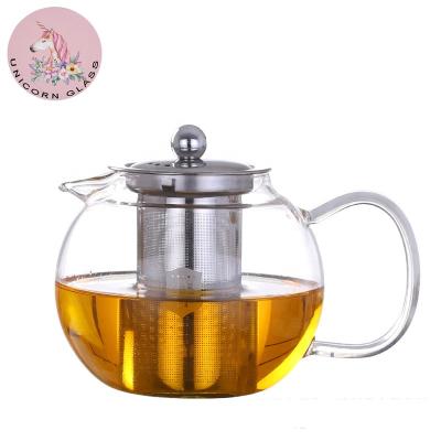 China 1300ml/45oz Amazon Viable Hot Heat Resistant Glass Teapot with Removable Infuser for Loose Leaf Tea Blooming Tea Bags for sale