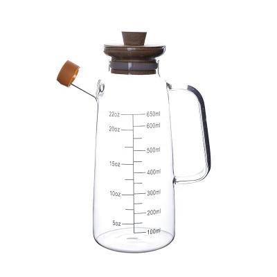 China Minimalist 20oz Glass Oil Dispenser Glass Bottle With Leakproof Condiment Cooking Condiment Set With Lid For Kitchen for sale