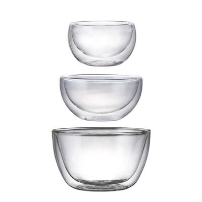 China Double Wall Sustainable Glass Bowls For Reusable Borosilicate Glass Oven Microwave Safe Mini Dessert Appetizer Cup Small Oven High for sale