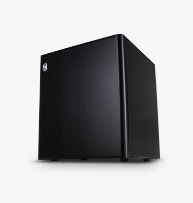 中国 よい熱放散とほこりのないアルミニウム縦の小型 ITX マイクロ ATX 場合の黒 販売のため