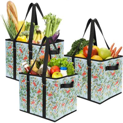 China Wholesale Reusable Reusable Nonwoven Collapsible Eco Grocery Foldable Reusable Bags For Grocery Bags for sale