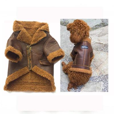 China Durable PU Leather Winter Pet Clothing Accessories Warm Dog Logo Brand for sale