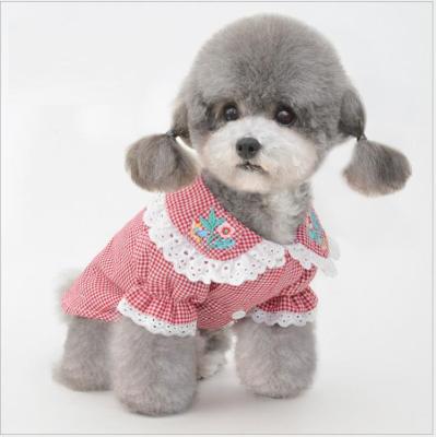 China Sustainable Adorable Dog Shirt Plaid Pet Apparel For Spring And Summer for sale