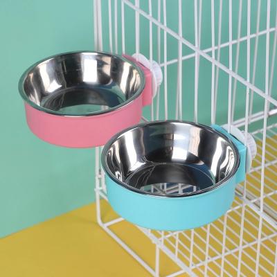 China High Quality Sustainable Pet Bowl Stainless Steel Pet Food Water Feeder Hanging Double Dog Bowl For Cage for sale