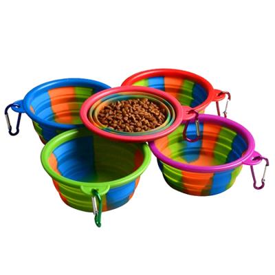 China Custom Made Melamine Silicone Collapsible Stand Dog Food Feeding Travel Food Dish Bowl Water for sale