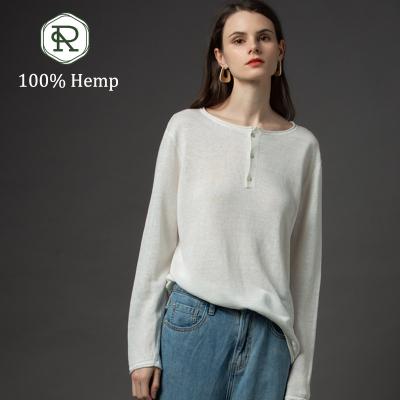 China Half Sweater Hemp O-Neck Sweater VIABLE UV CASHERE Antibiosis Hygroscopic Breathable Ladies Anti Biosis Clothing for sale