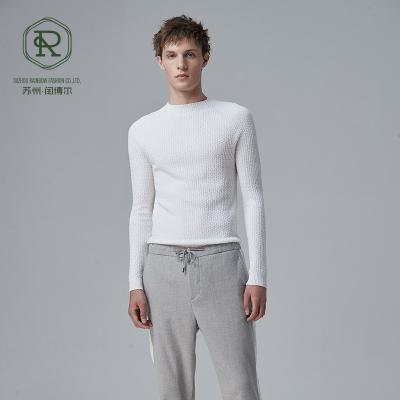 China Anti-Wrinkle 2/48 45% Mistral Wool 55% Thermolite Sport O-Neck Vintage Mens White Merino Wool Sweater For Men for sale