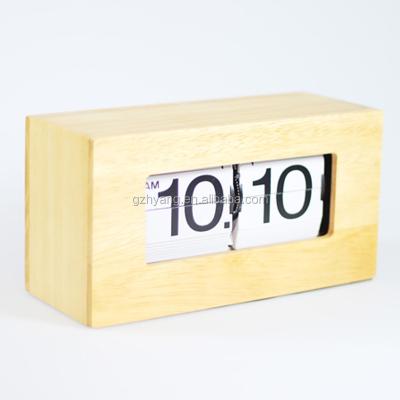 China Wooden Box Flip Clock Time Display/GIFT Wind Up Table Top Clock For Office for sale