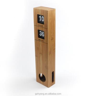 China Bamboo Wooden Flip Wall Clock with Long Pendulum with Factory Design Patent for sale