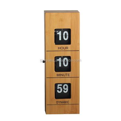 China Long Style Bamboo Home Clock Fashion Real Bamboo Material Flip Clock For Home Decoration for sale