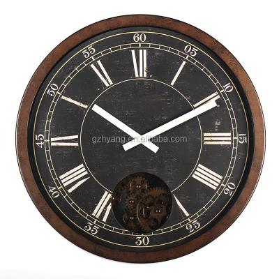 China Retro CLASSIC old style gear classic wall clock for room decor with Mktime factory design patent for sale