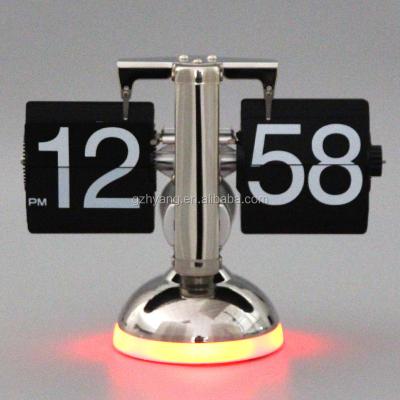 China Sounds Controlled Led Flip Clock Retro Metal Flip Table Clock With Sounds Control Led Table Lamp With Clock for sale