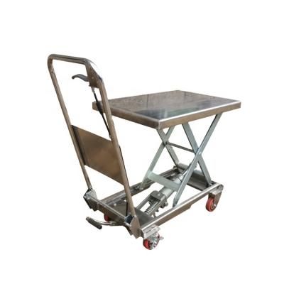 China Machinery Repair Shops Platform Small Scissor Lift Table 304 Stainless Steel With Foot Pedal for sale