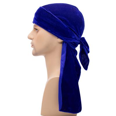 China Custom other gold velvet durag tail long braid pirate hat hat velvet head-wrapping durag for sale