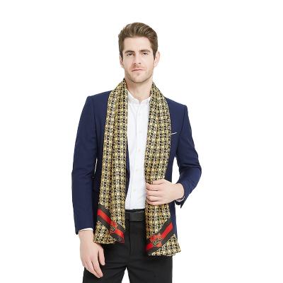 China European and American custom silk double-sided scarf new logo street business long scarf gift for men's winter for sale