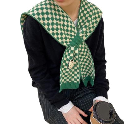 China New Japanese and Korean soft warm knitted scarf woolen artistic women's shawl Autumn Winter fashion Korean soft plaid shawls for sale