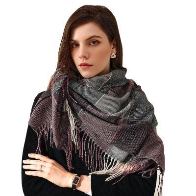 China New And American Street Winter European Cashmere Printed Plaid Scarf For Women Designer Wholesale Multicolor Thickened Thermal Long Marked Scarf for sale