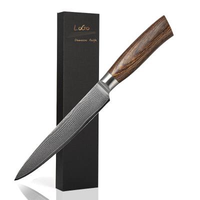 China New Design Sustainable Pakka Wood Handle 67 Layers Damascus VG10 Steel Carving Knife Japanese Chef Knife With Gift Box for sale