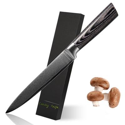 China Viable Professional 7 Inch 67 Layers Damascus Steel Kitchen Knife Meat Cutting Knife Sharp With Pakka Wood Handle for sale