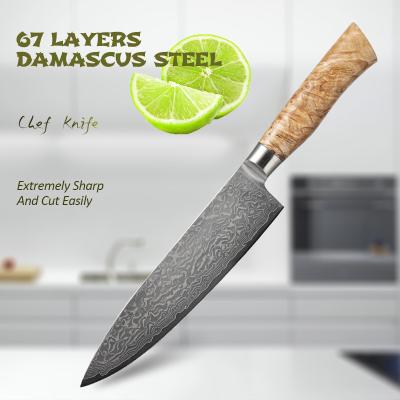 China Viable Chef Knife 67 Layers VG10 Damascus Steel Knife Chef Knife With Resin Burl Handle Kitchen Kiritsuke Santoku for sale